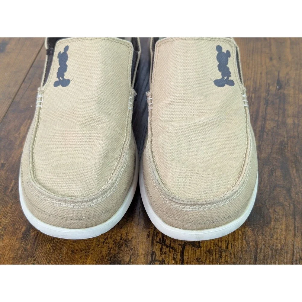 Crocs x Disney Mens Santa Cruz Loafers Shoes Size 11 Tan Canvas Triple Comfort